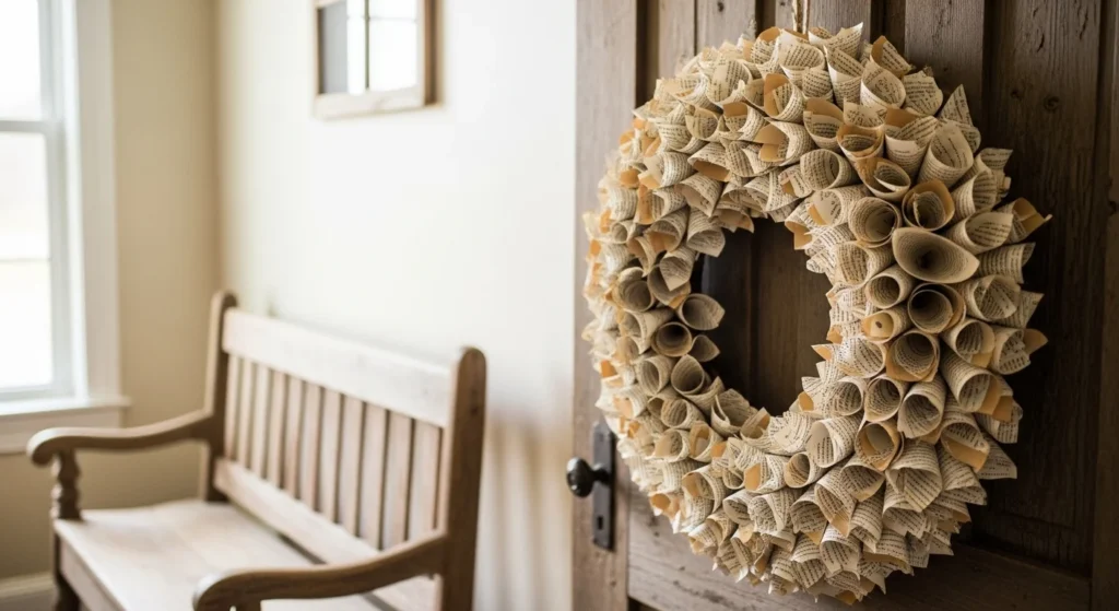 25 Book Page Wreath Ideas for Rustic Decor